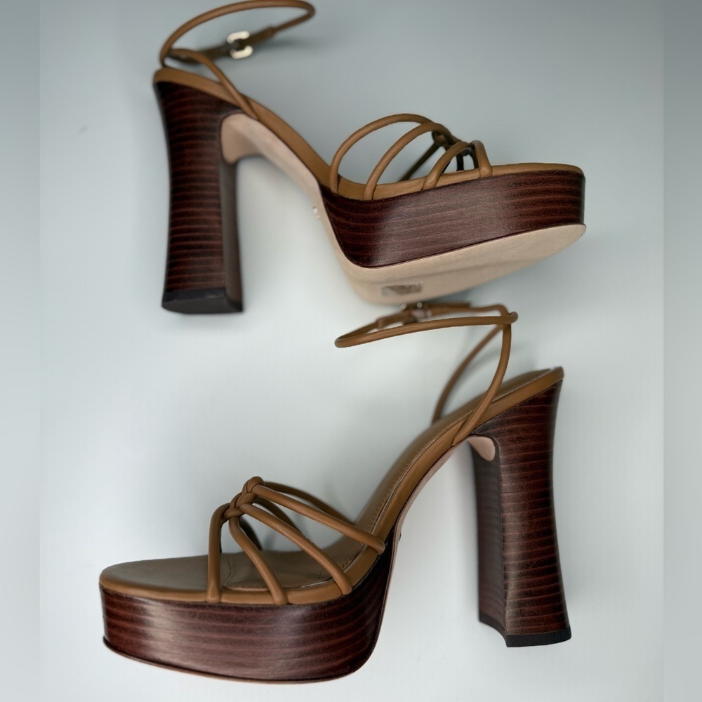 Paige Hailey Platform Sandal in Cognac Leather Size 10 NWT Strappy Euro Summer - Picture 13 of 15